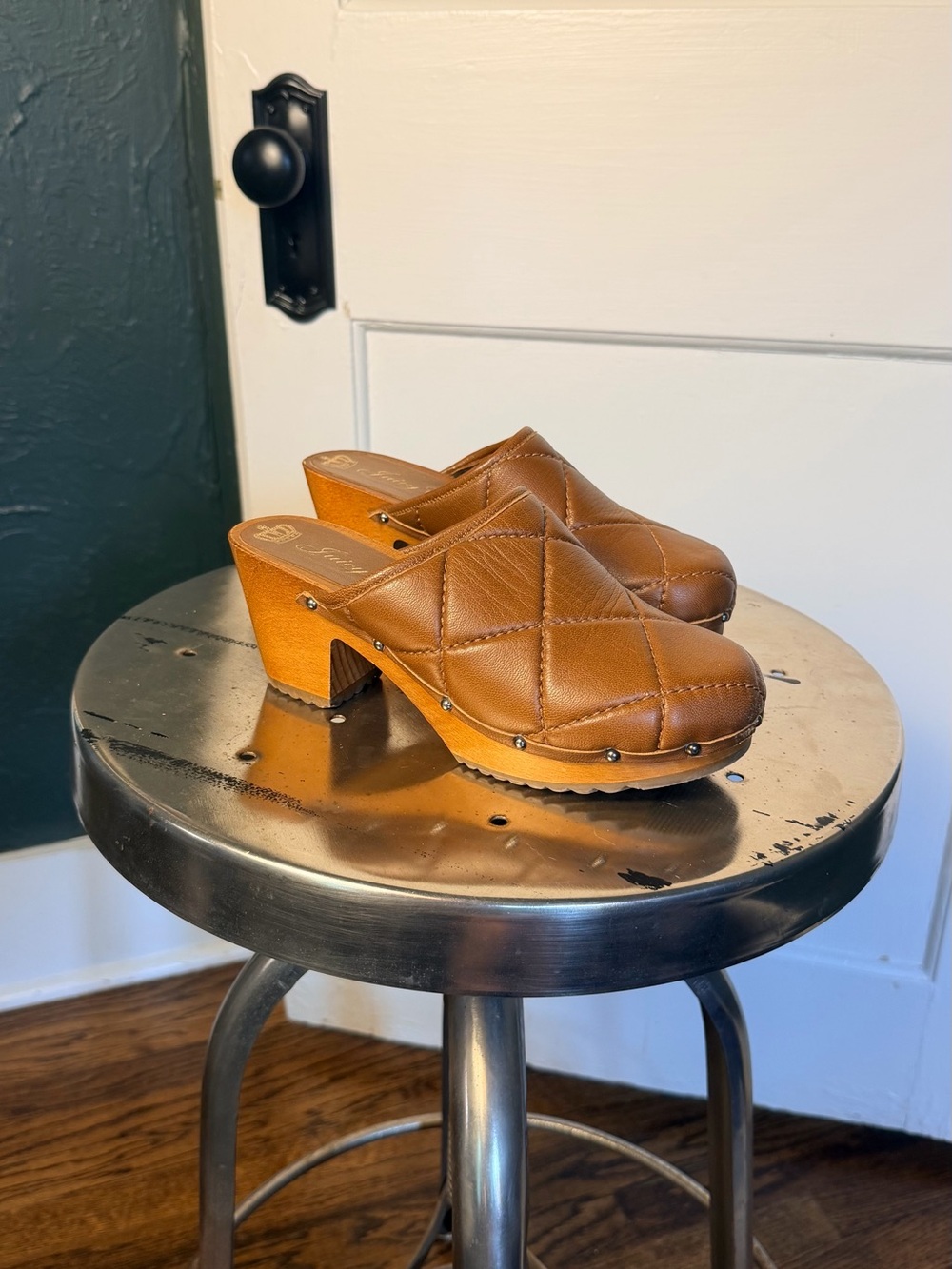 Juicy Couture Quilted Leather Clog | Cognac | Size 8.5 (fits like 8)